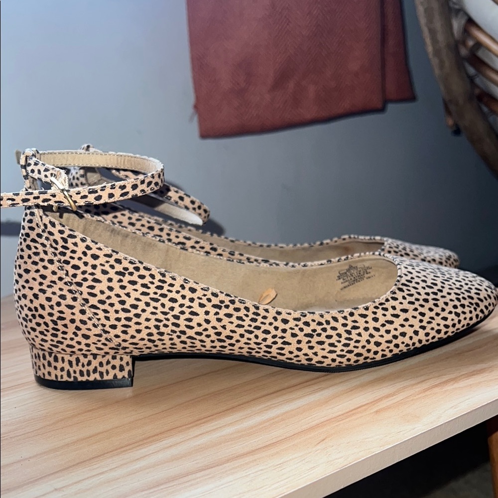 Leopard Print Women's Ankle Strap Flats